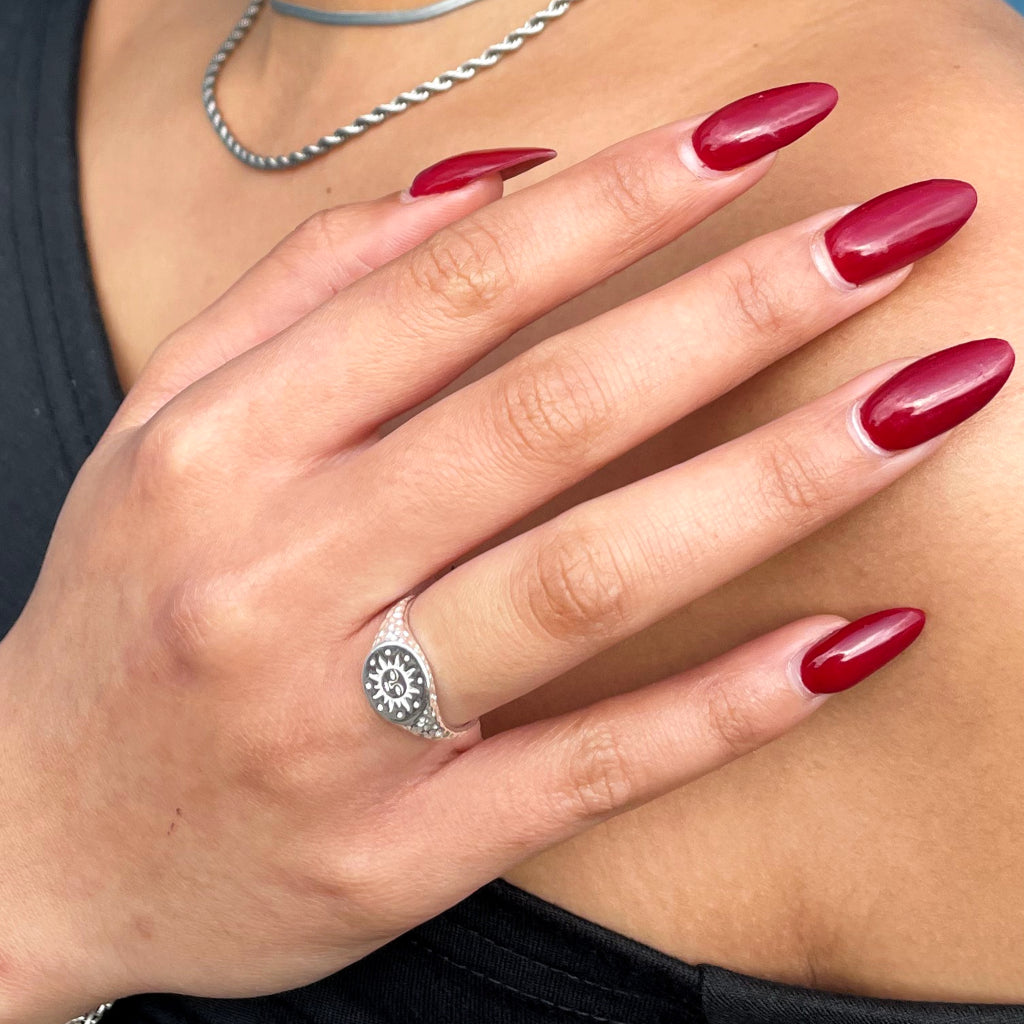 Silver Sun Signet Ring