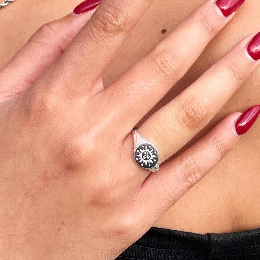 Silver Sun Signet Ring