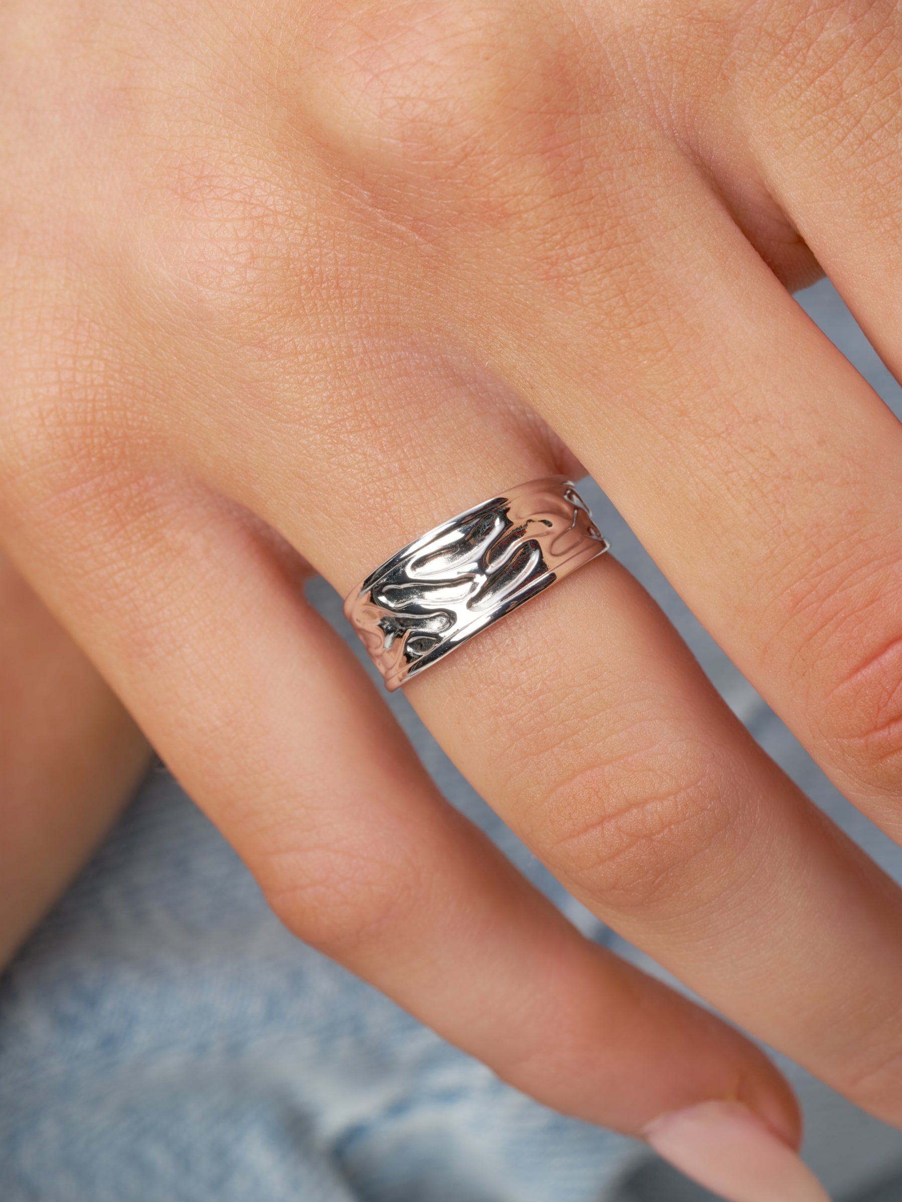 Silver Textured Band Ring | Zola