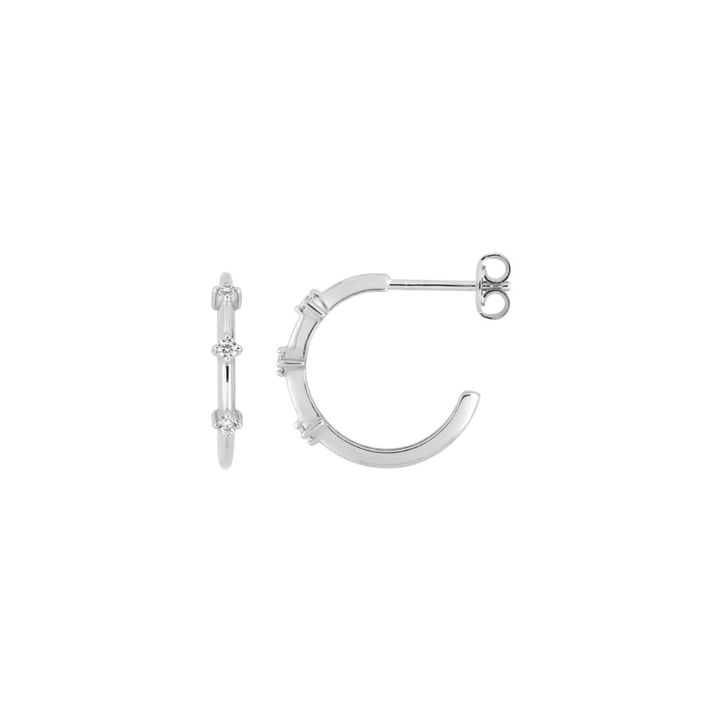 Silver Three Stone Hoop Stud Earrings | Lira