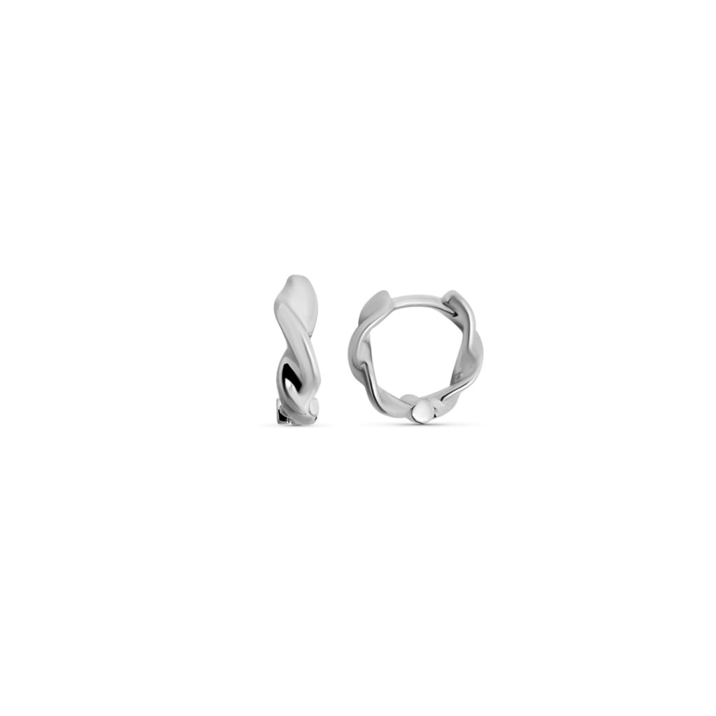 Silver Twist Huggie Earrings