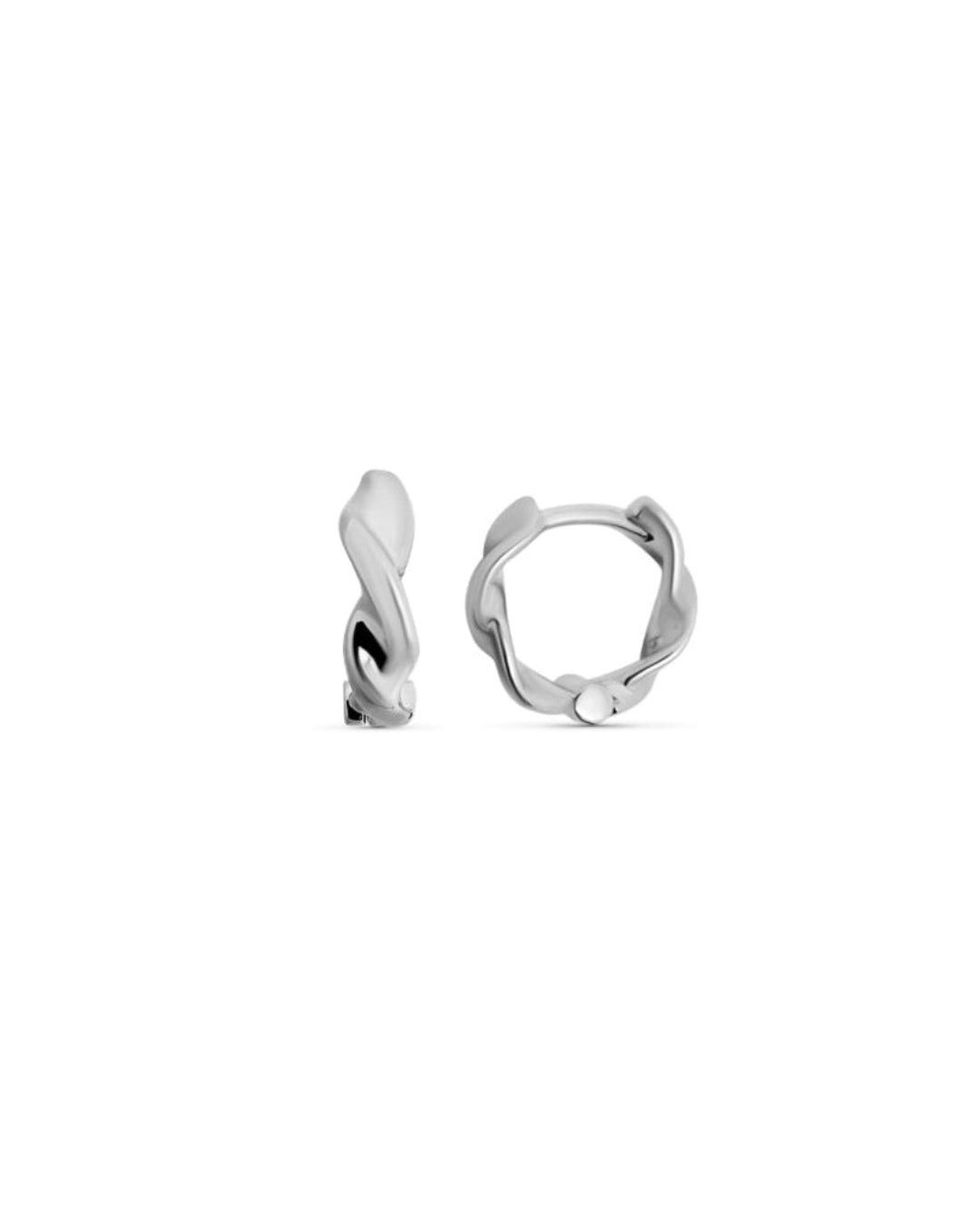 Silver Twist Huggie Earrings