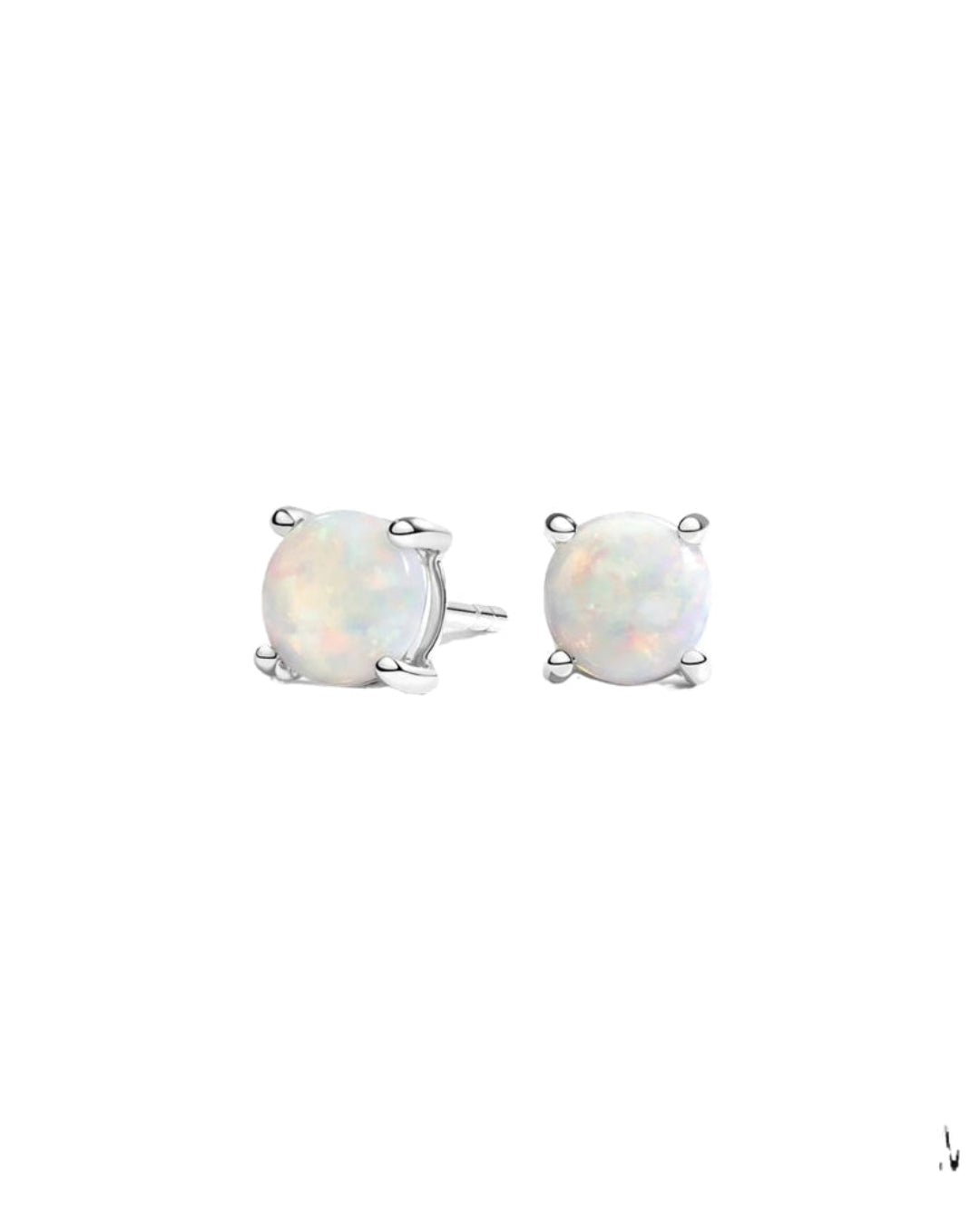 Silver White Opal Stud Earrings