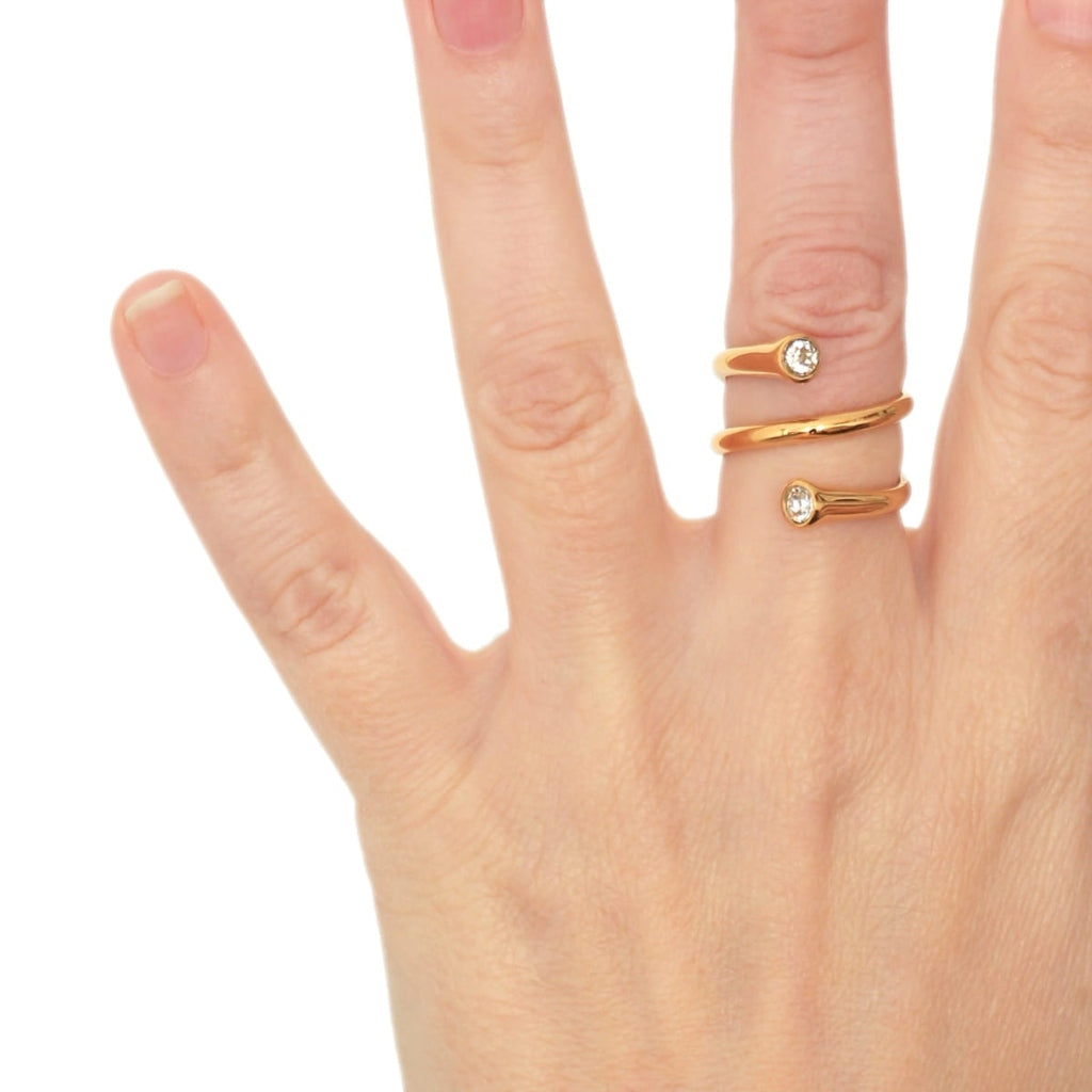 Spiral Clear Stone Ring | Anartxy