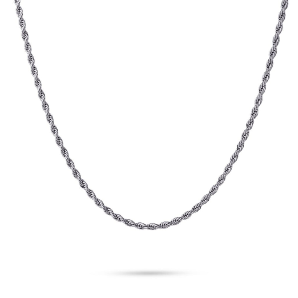 Waterproof Stainless Steel Silver Rope Chain Necklace