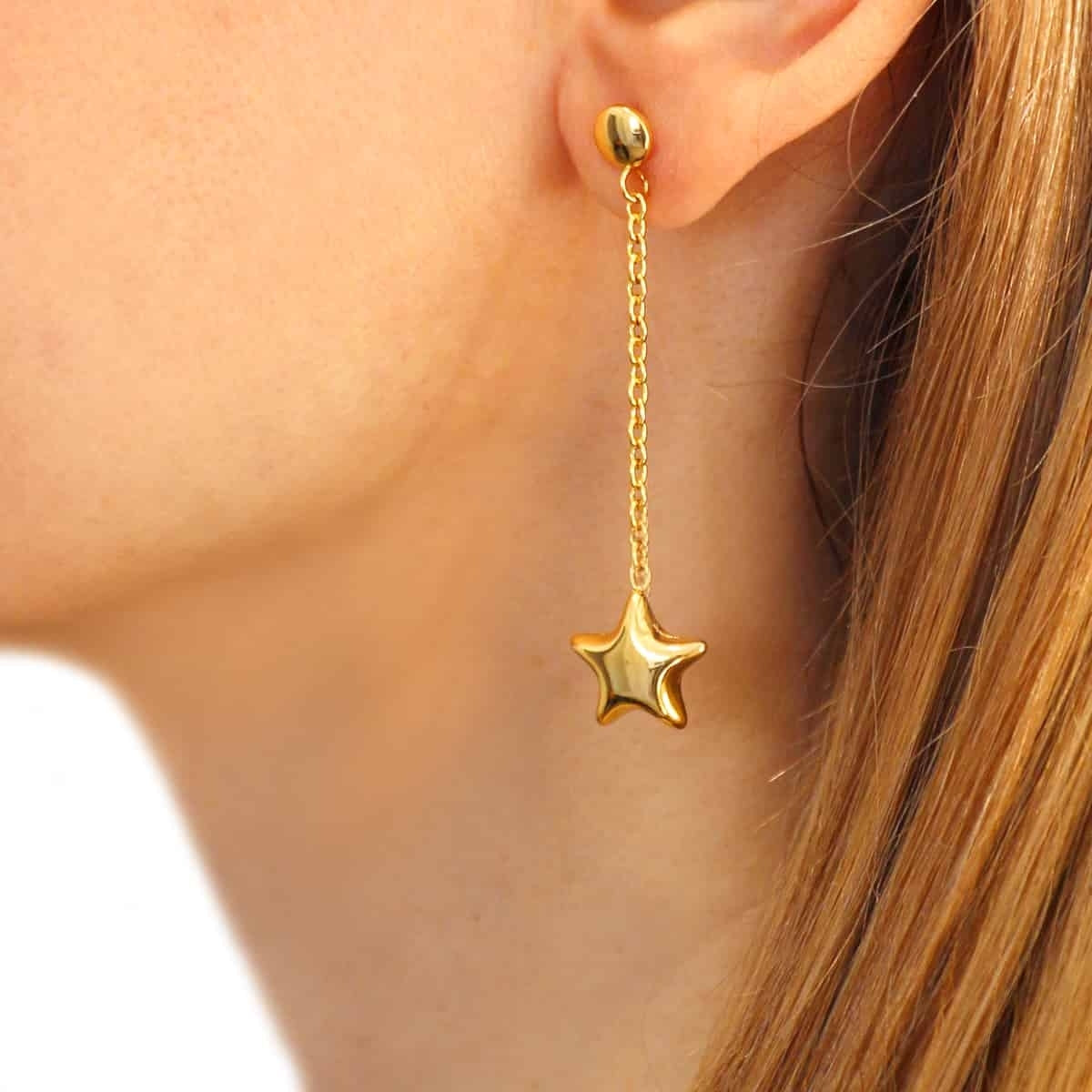 Steel Star Dangle Stud Earrings | Anartxy