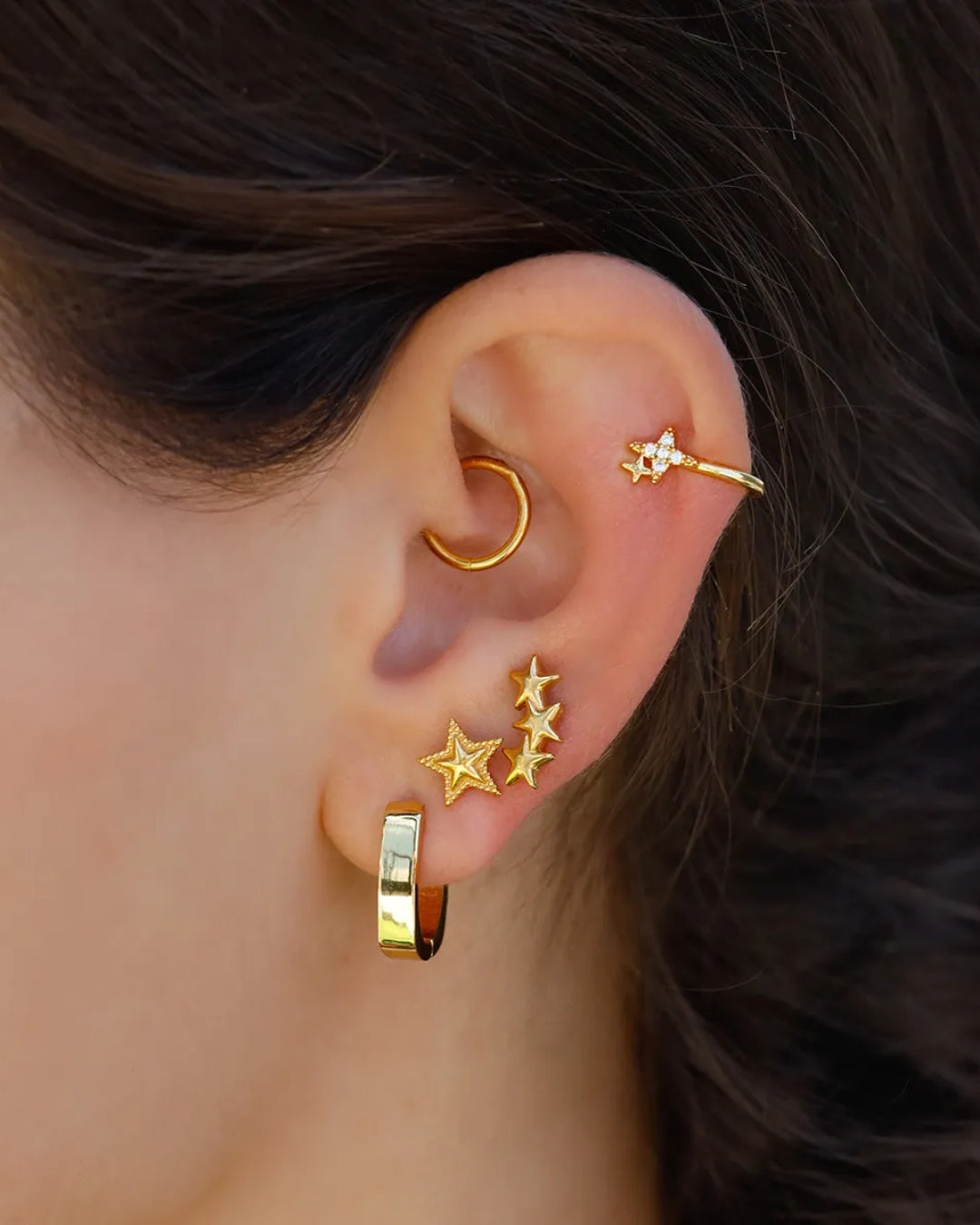 Steel Star Flat Back Single Stud Earring | Anartxy