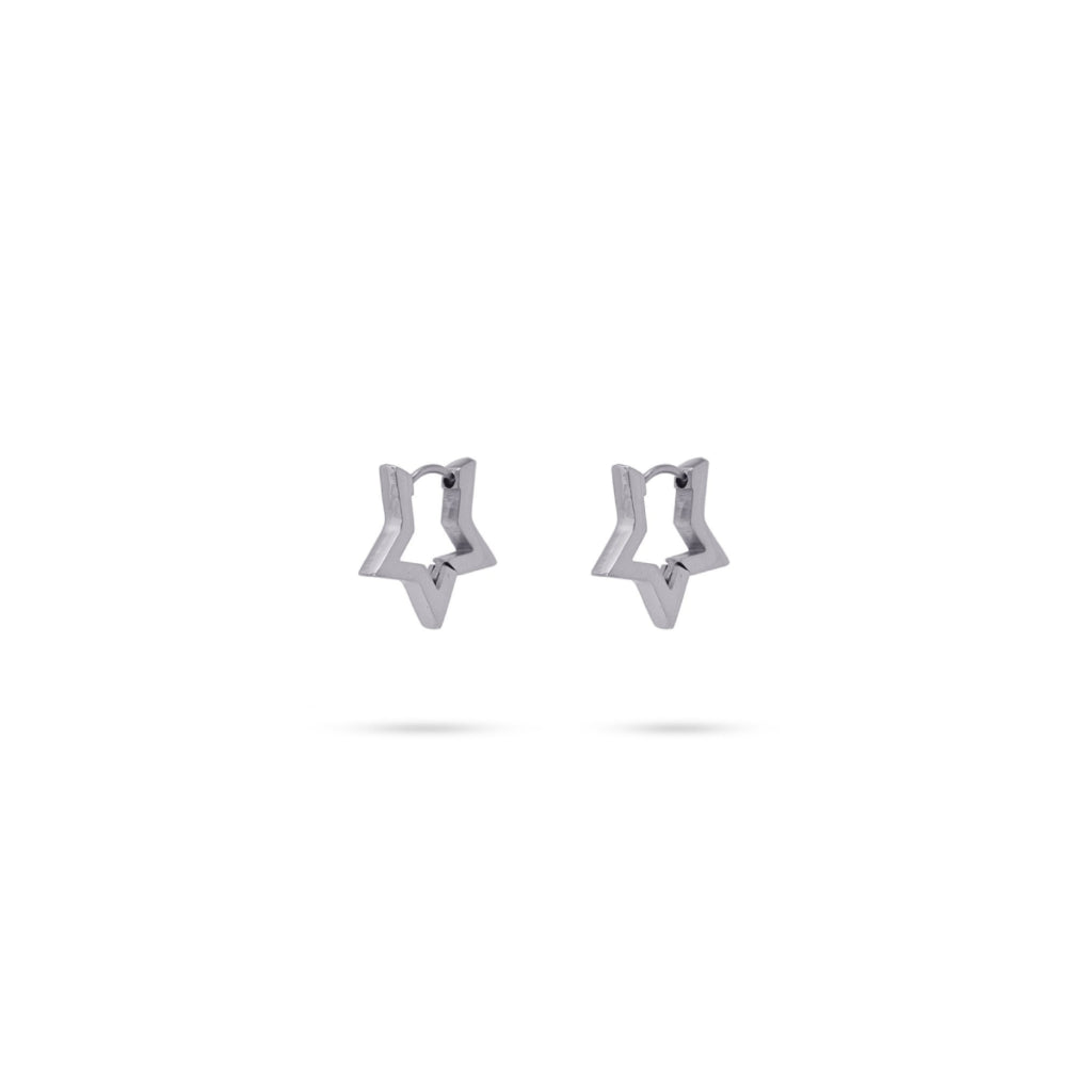 Steel Star Huggie Hoop Earrings | Anartxy