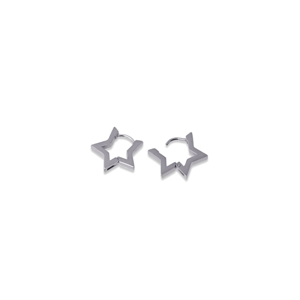 Steel Star Huggie Hoop Earrings | Anartxy