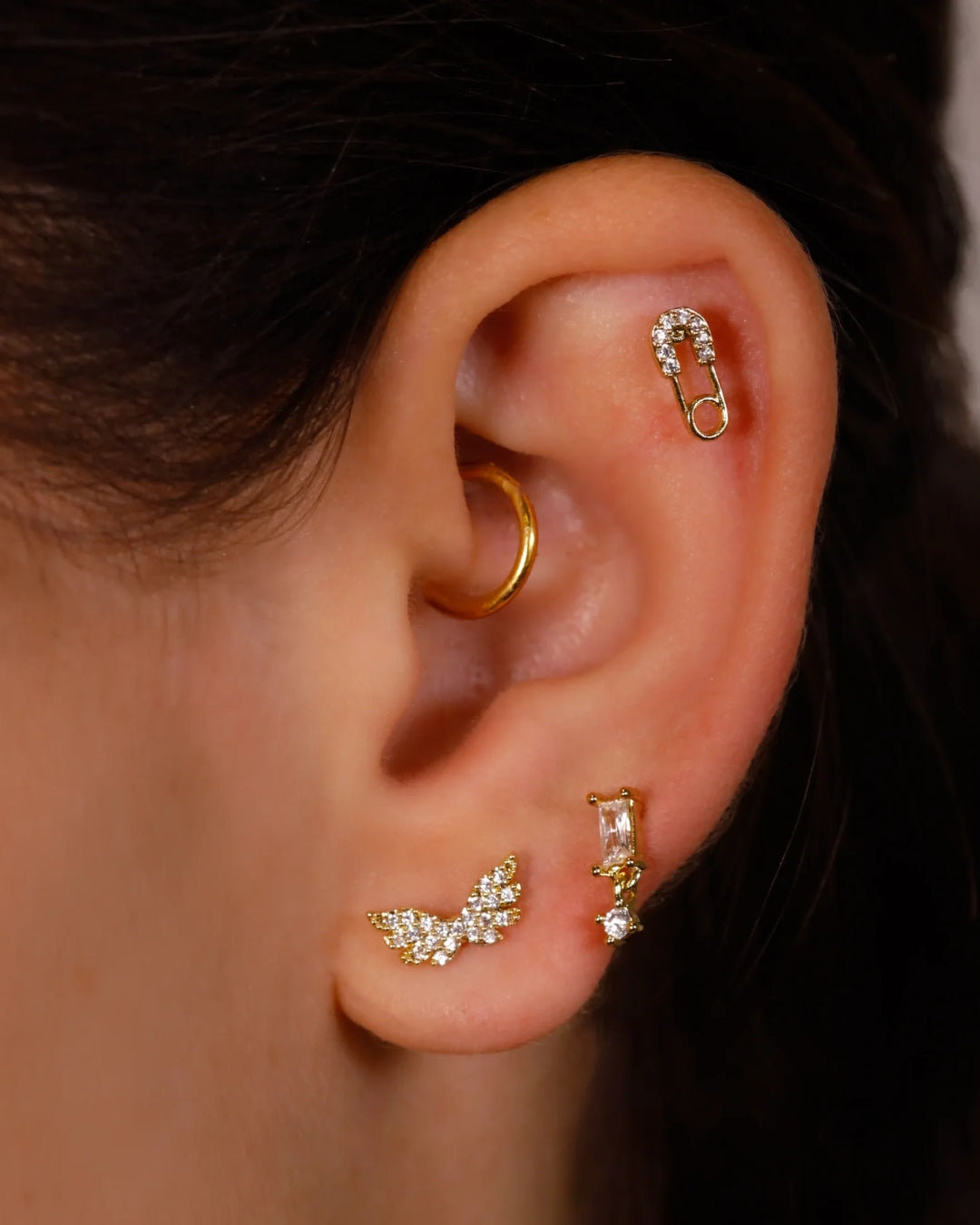 Steel Angel Wings Ball Back Single Stud Earring | Anartxy