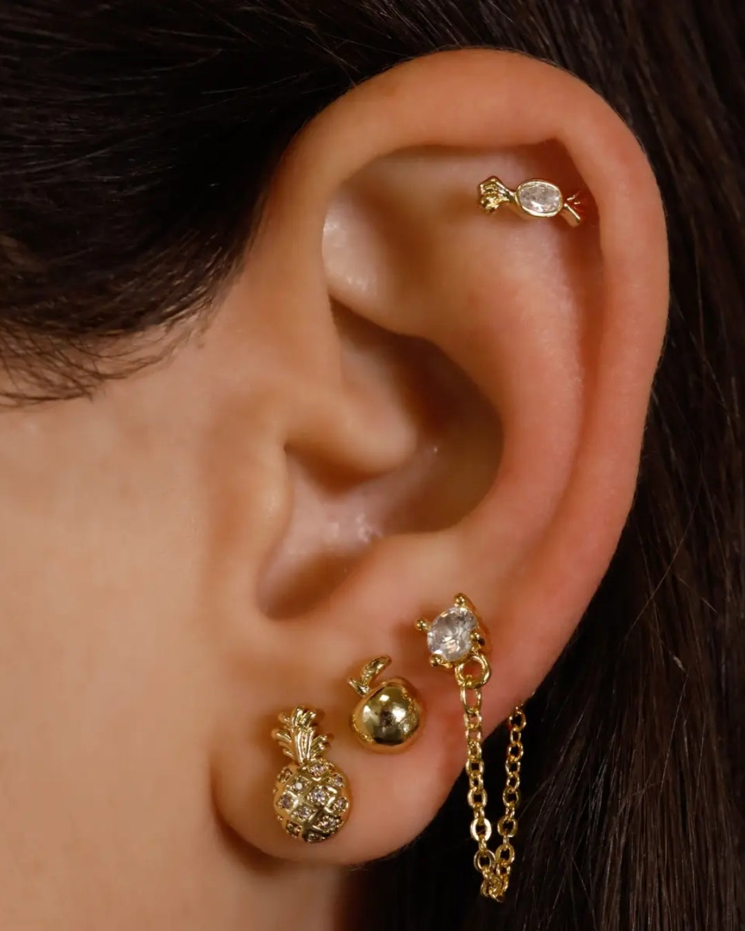 Steel Apple Flat Back Single Stud Earring | Anartxy