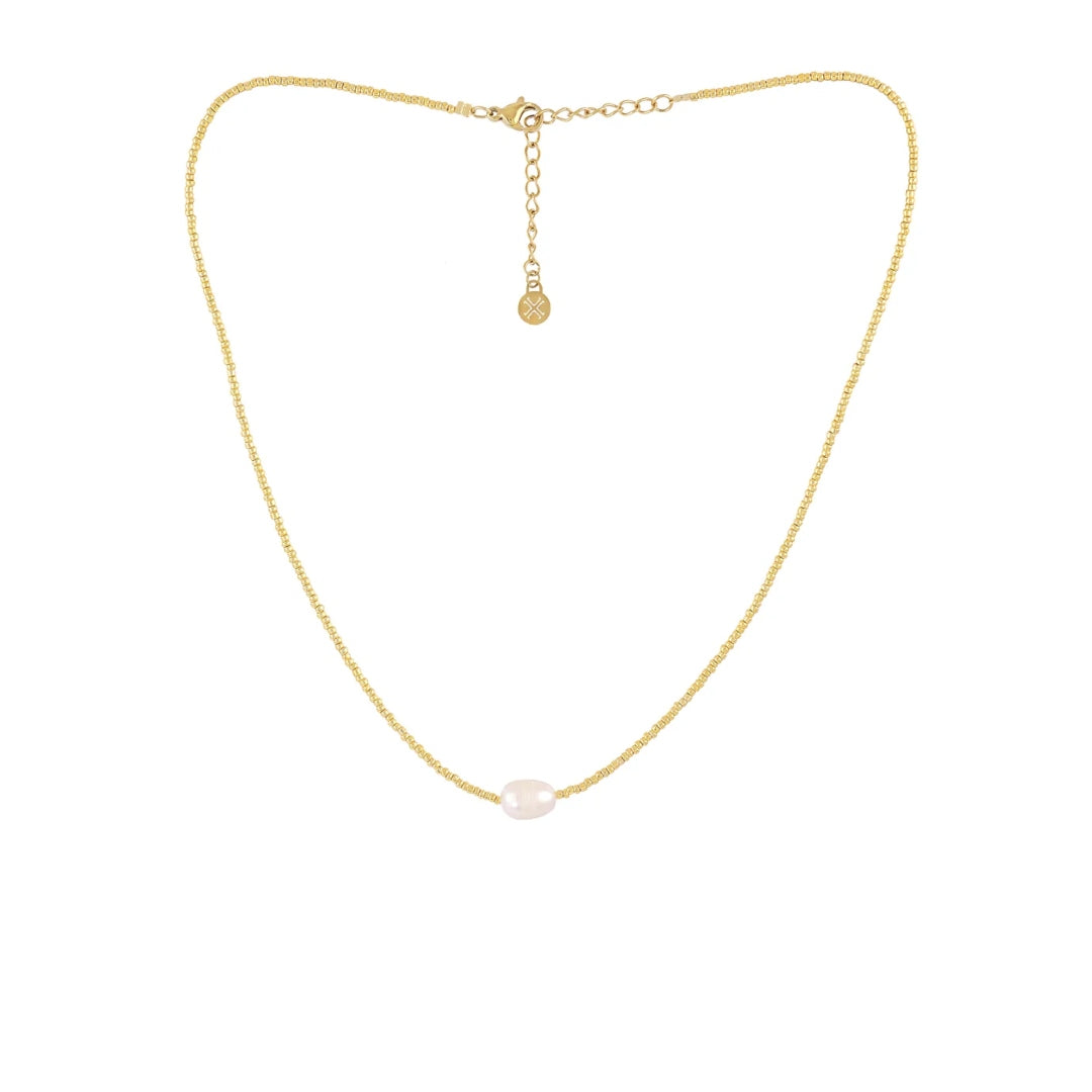 Steel Beaded Pearl Detail Chain Necklace | Anartxy