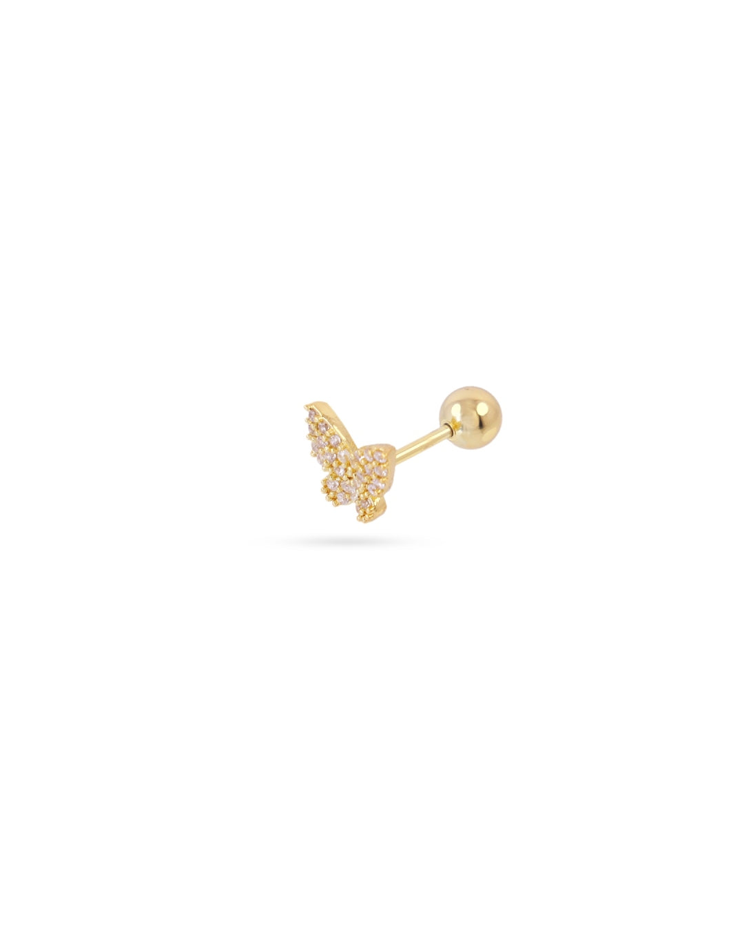 Steel Butterfly Ball Back Single Stud Earring | Anartxy