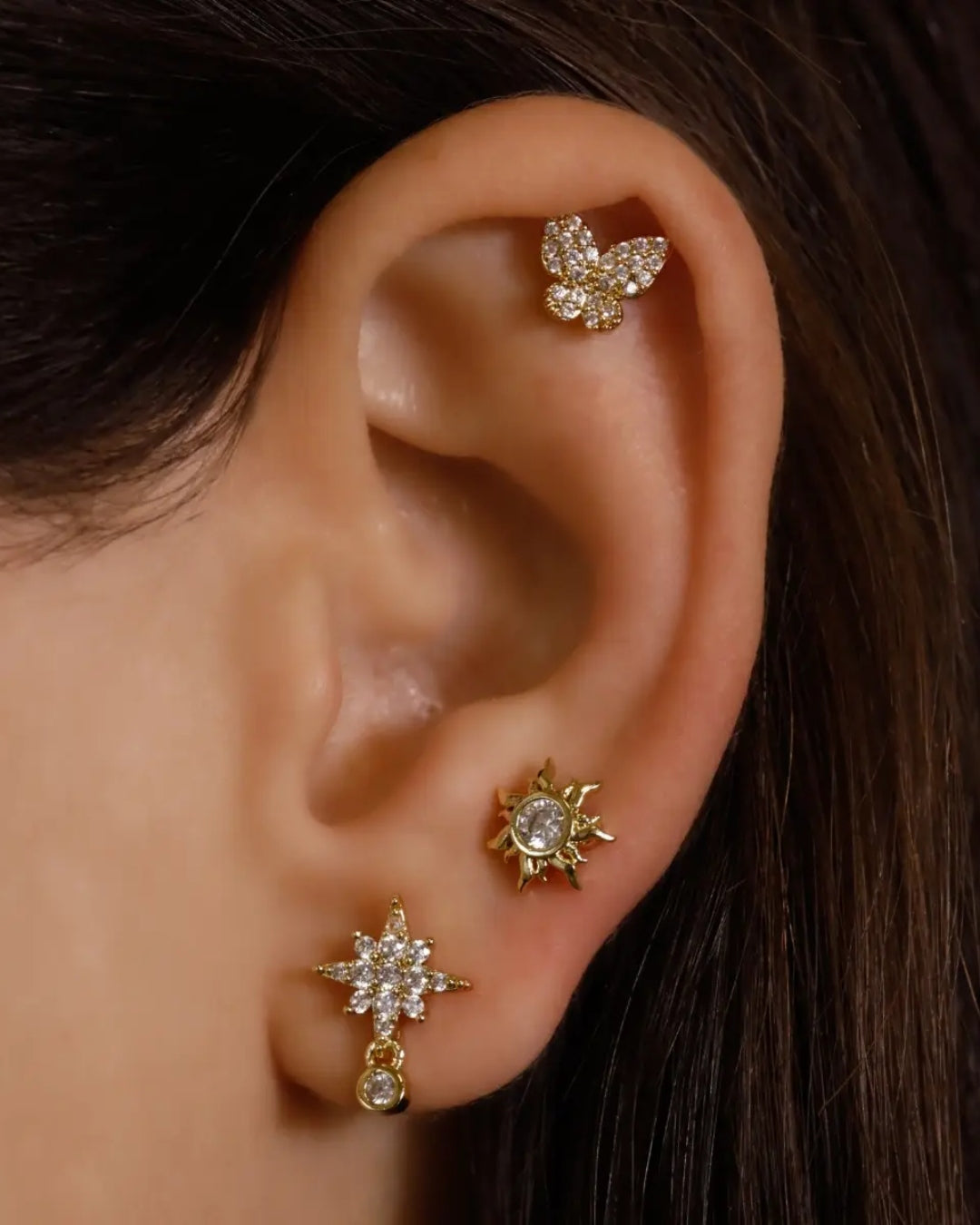 Steel Butterfly Ball Back Single Stud Earring | Anartxy