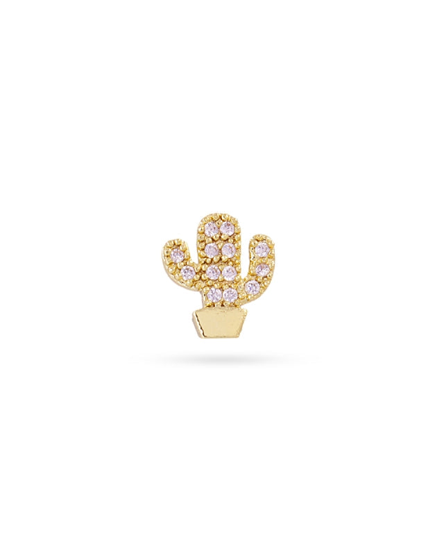 Steel Cactus Ball Back Single Stud Earring | Anartxy