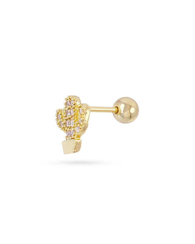 Steel Cactus Ball Back Single Stud Earring | Anartxy