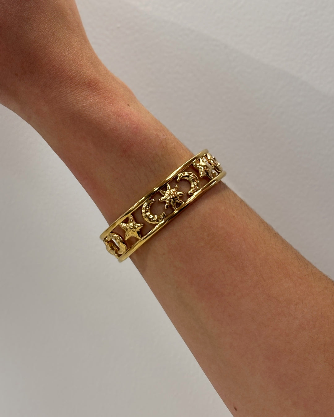 Steel Celestial Cuff Bangle Bracelet | Anartxy