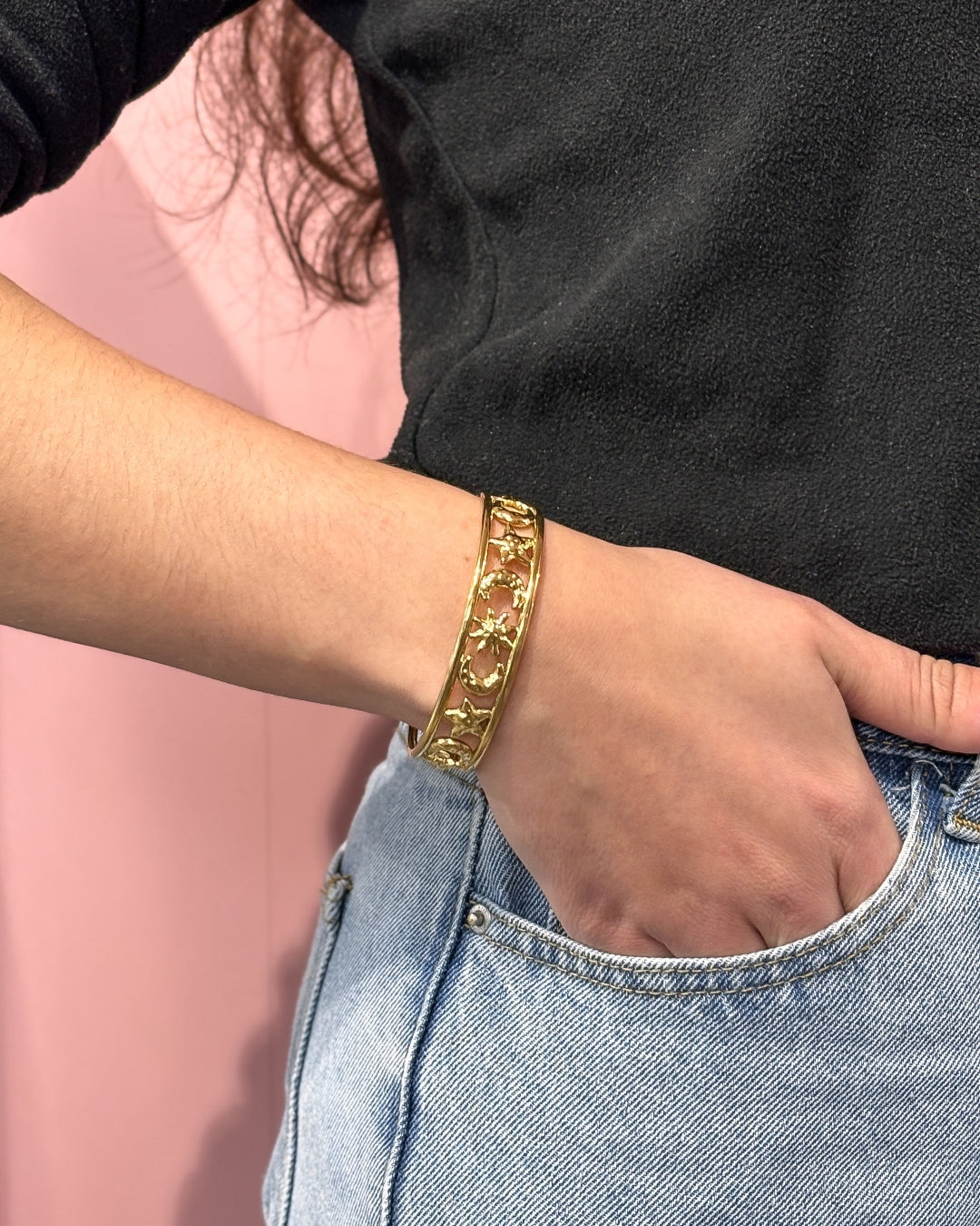 Steel Celestial Cuff Bangle Bracelet | Anartxy