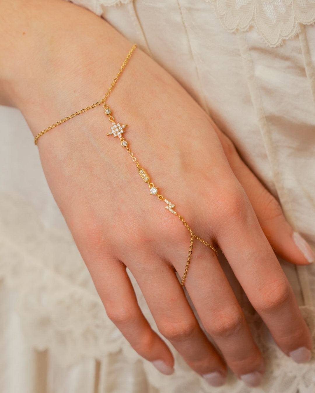 Steel Celestial Hand Chain Bracelet | Anartxy