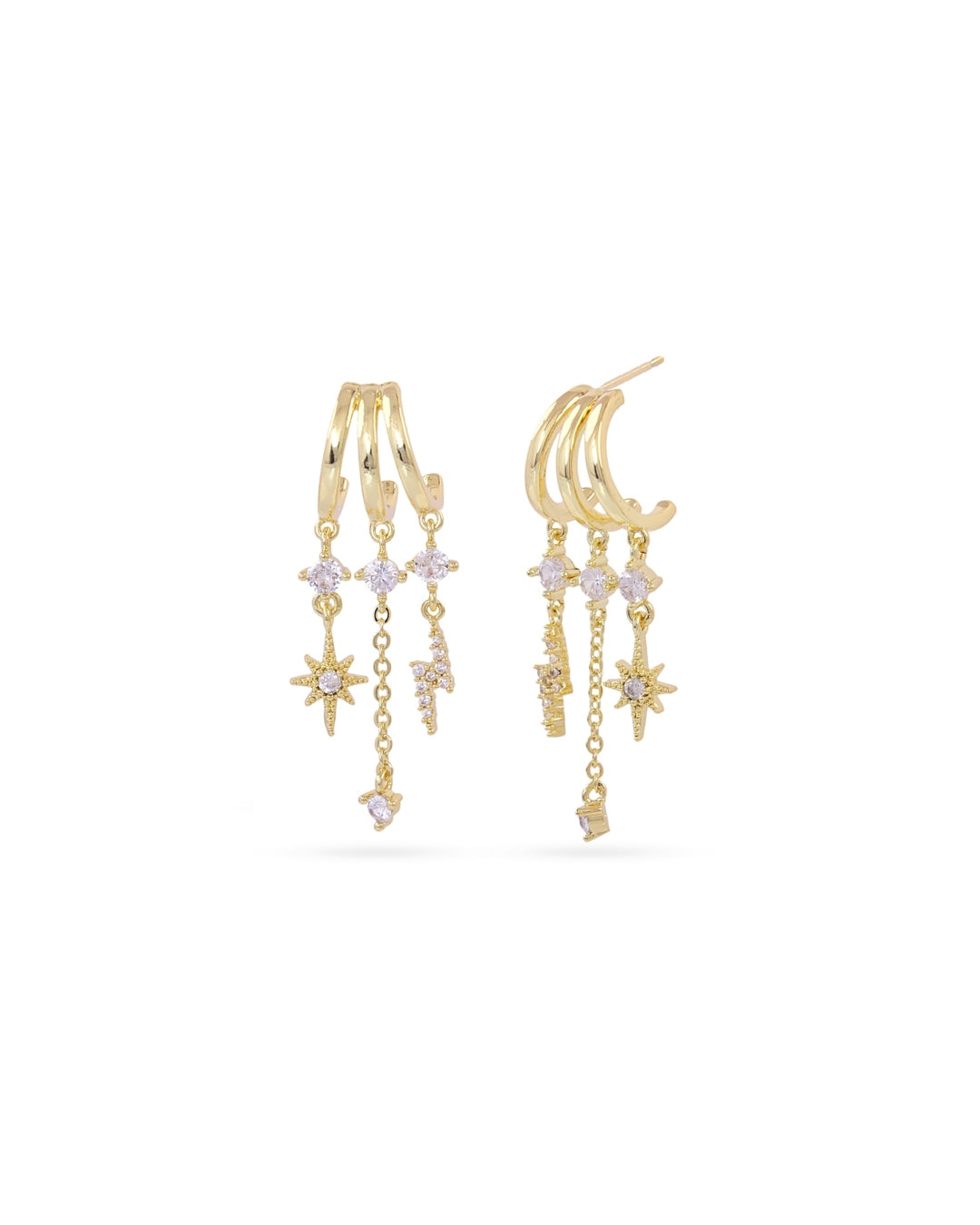Steel Celestial Triple Hoop Earrings | Anartxy