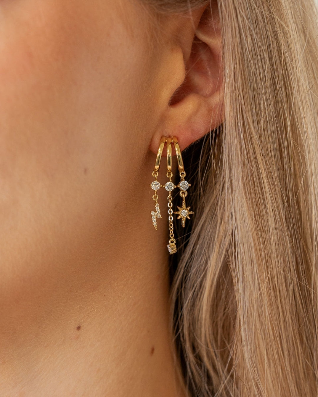 Steel Celestial Triple Hoop Earrings | Anartxy