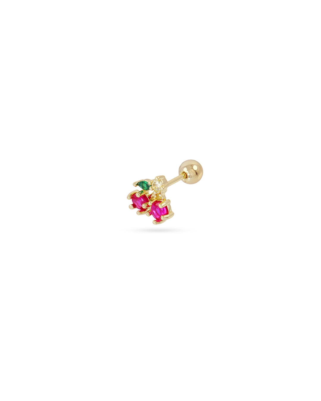 Steel Colour Cherry Ball Back Single Stud Earring | Anartxy