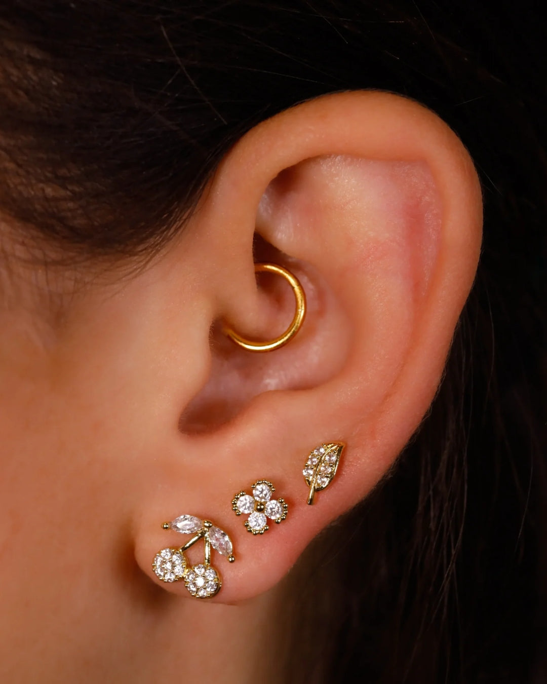 Steel Cherry Ball Back Single Stud Earring | Anartxy