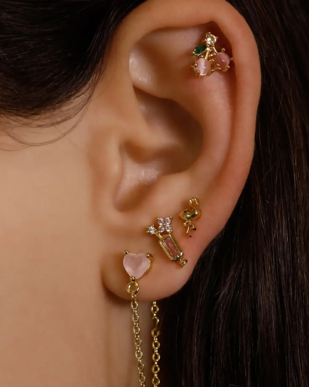 Steel Colour Cherry Ball Back Single Stud Earring | Anartxy