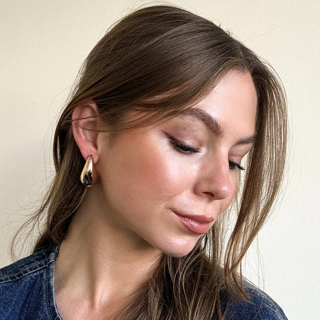 Steel Chunky Drop Stud Earrings | Josi