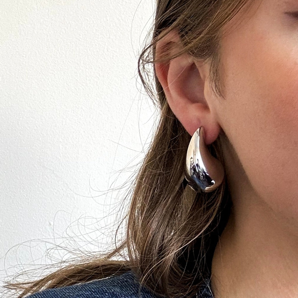 Steel Chunky Drop Stud Earrings | Josi