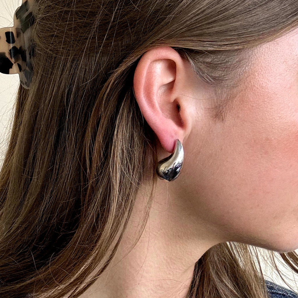 Steel Chunky Drop Stud Earrings | Josi