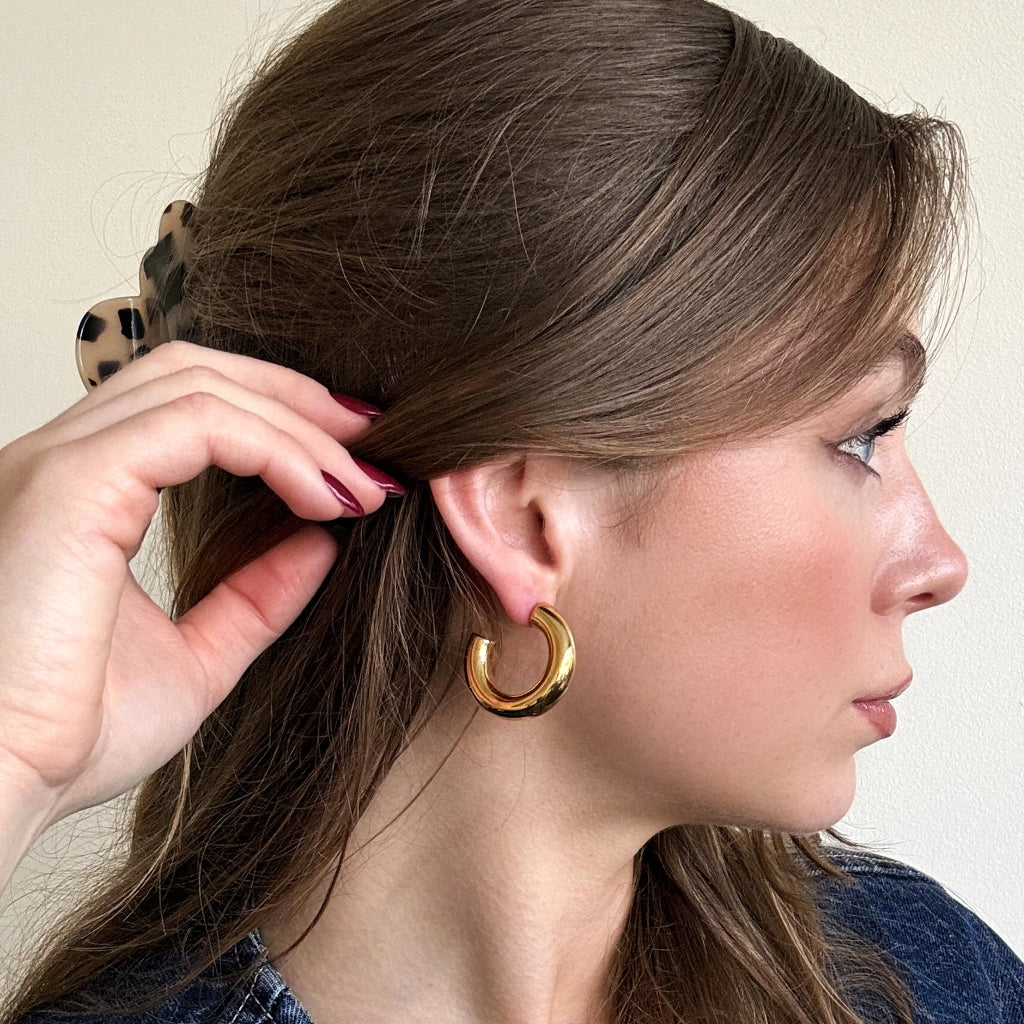 Steel Chunky Hoop Earrings | Joli