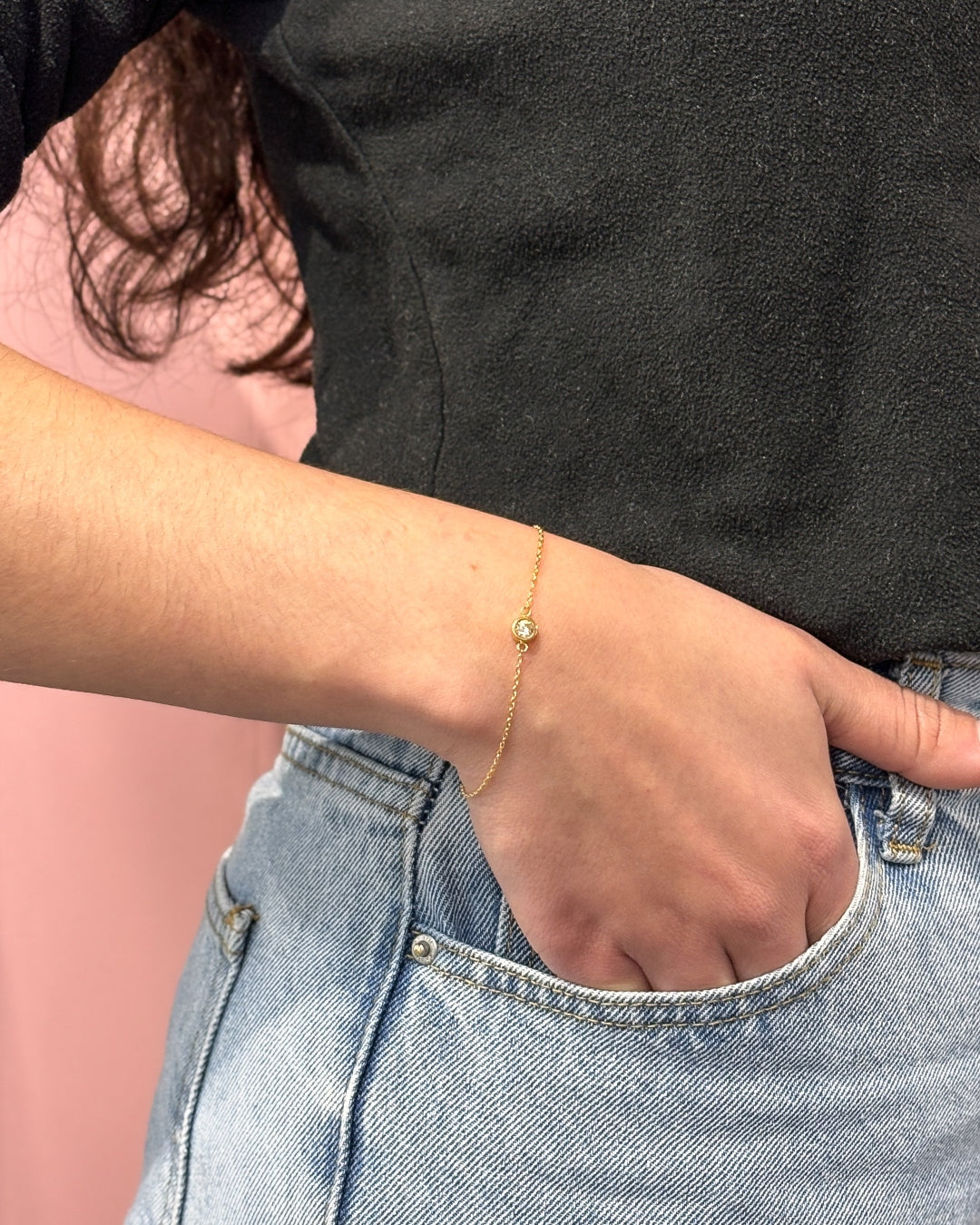 Steel Circle Clear Stone Bracelet | Anartxy