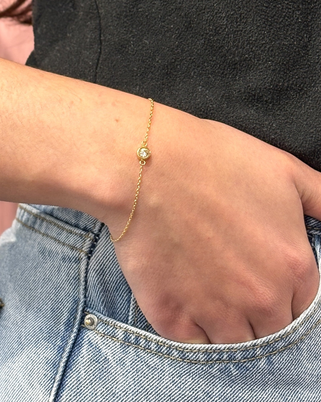 Steel Circle Clear Stone Bracelet | Anartxy