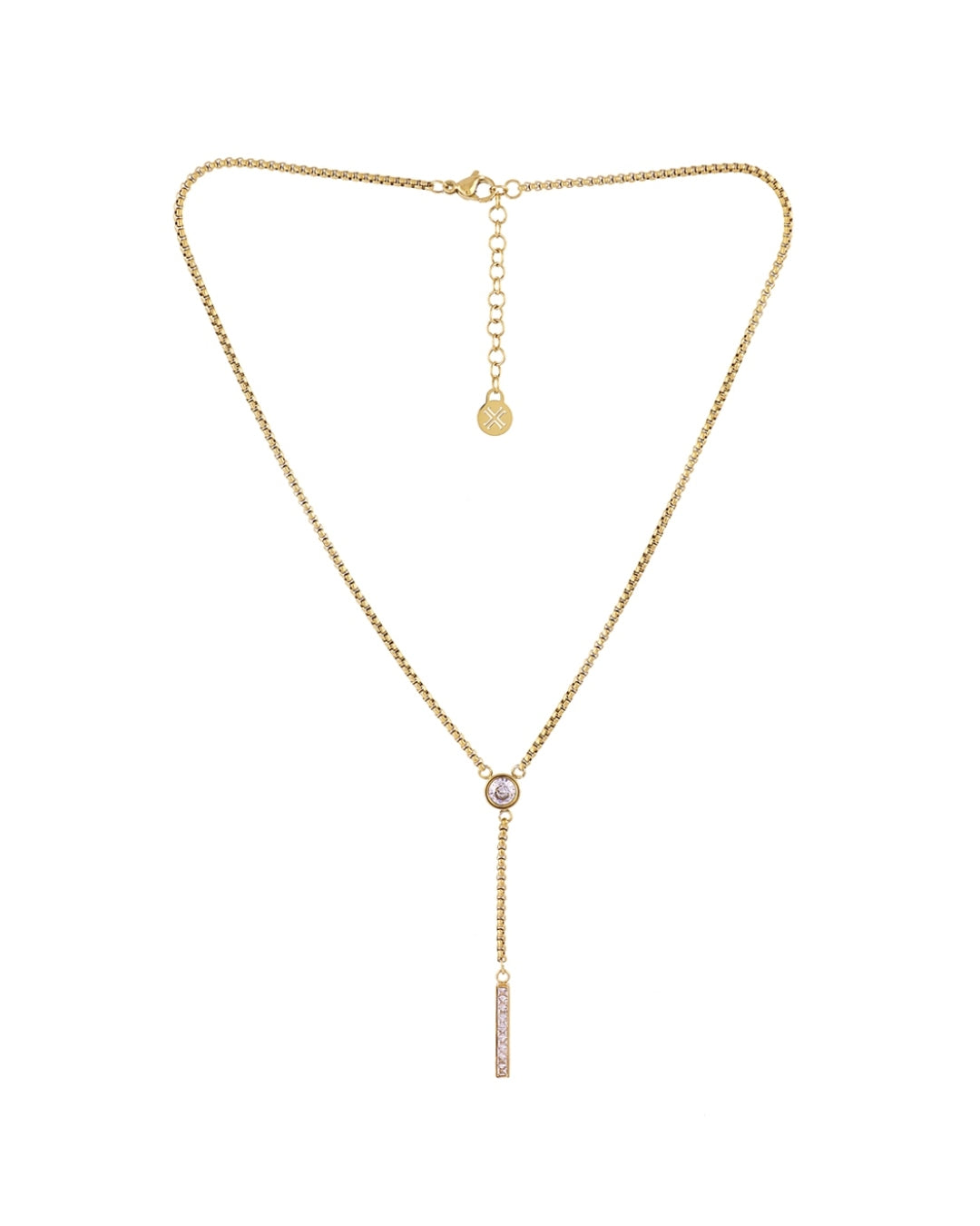 Steel Circle Stone Lariat Necklace | Anartxy