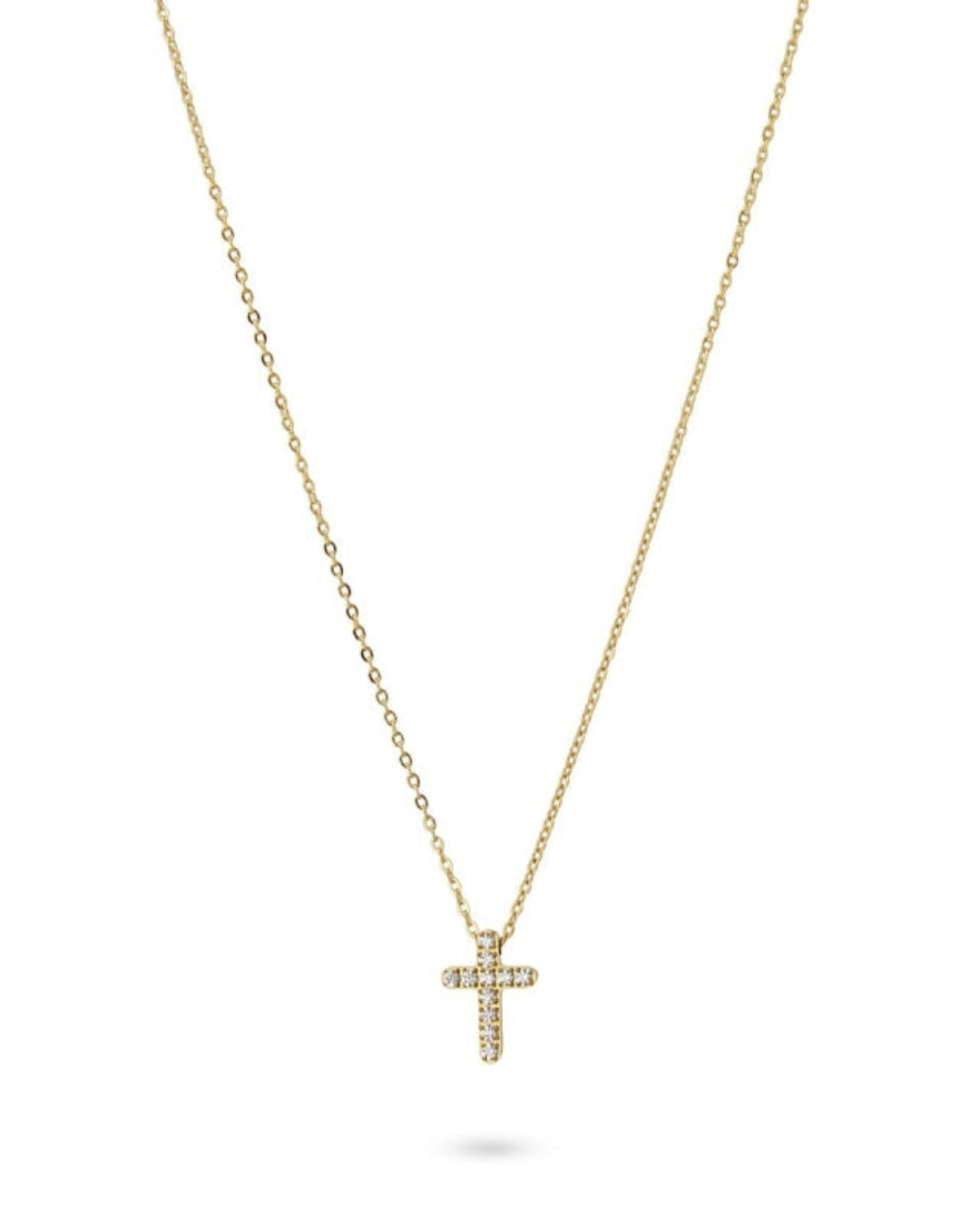Steel Small Clear Stone Cross Necklace | Anartxy