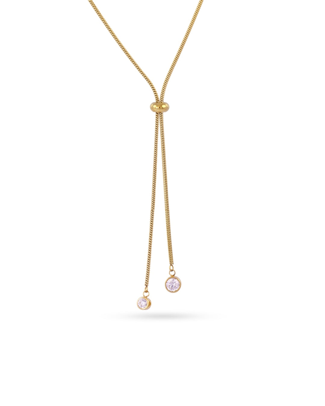 Steel Clear Stone Lariat Necklace | Anartxy