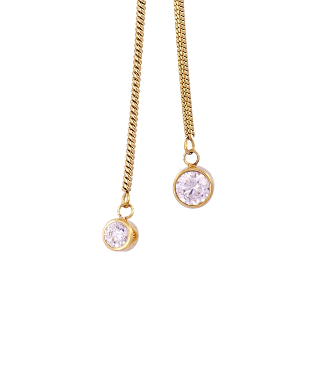 Steel Clear Stone Lariat Necklace | Anartxy