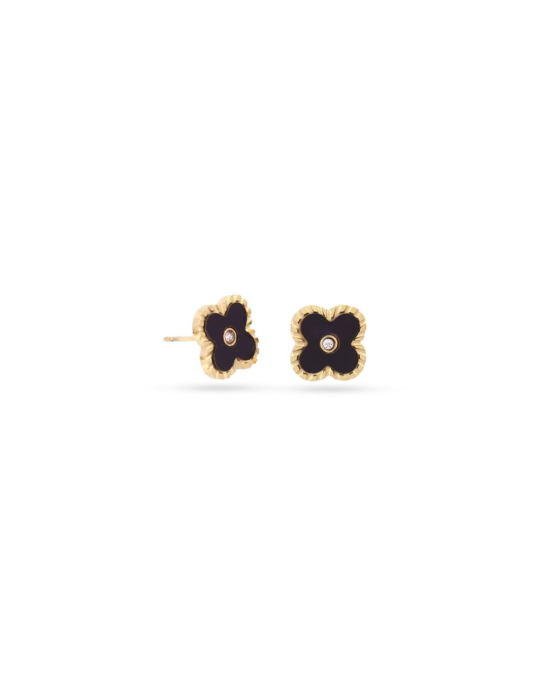 Steel Clover Detail Stud Earrings | Anartxy