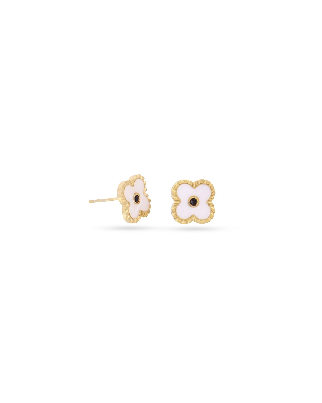 Steel Clover Detail Stud Earrings | Anartxy