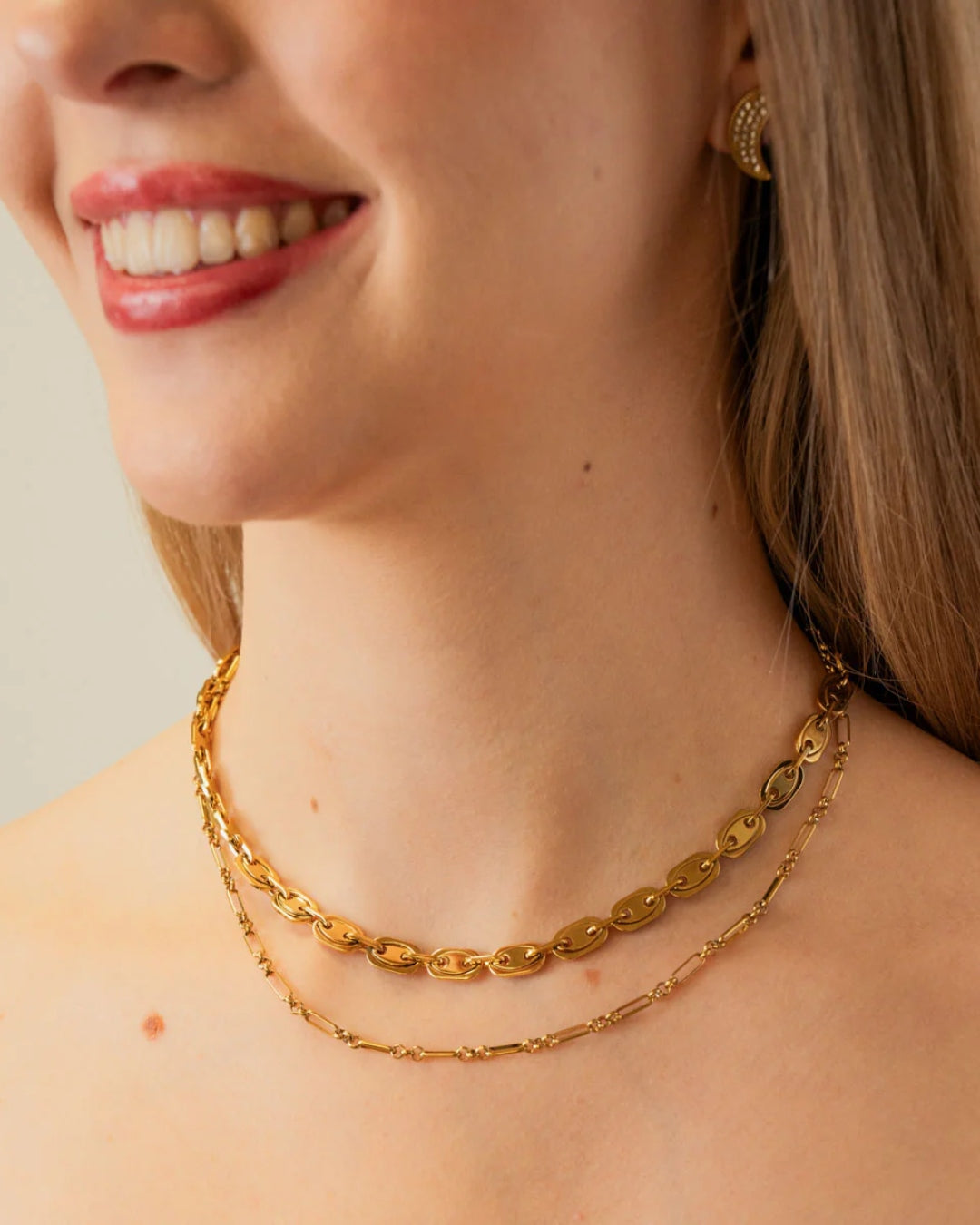 Steel Coffee Bean Link Necklace | Anartxy