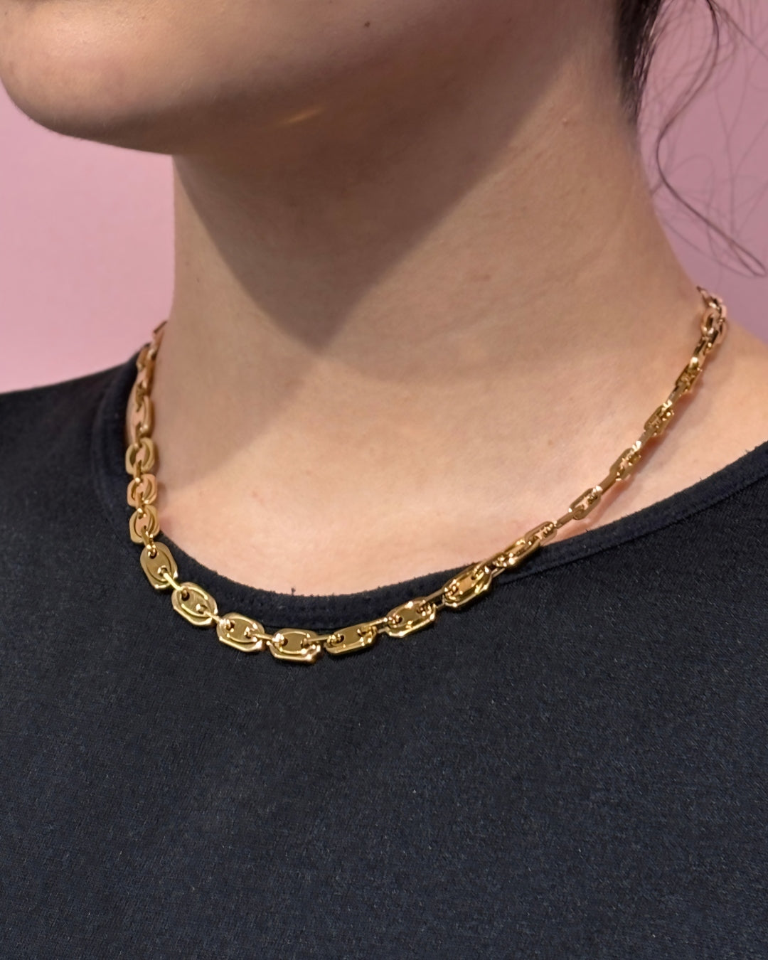 Steel Coffee Bean Link Necklace | Anartxy