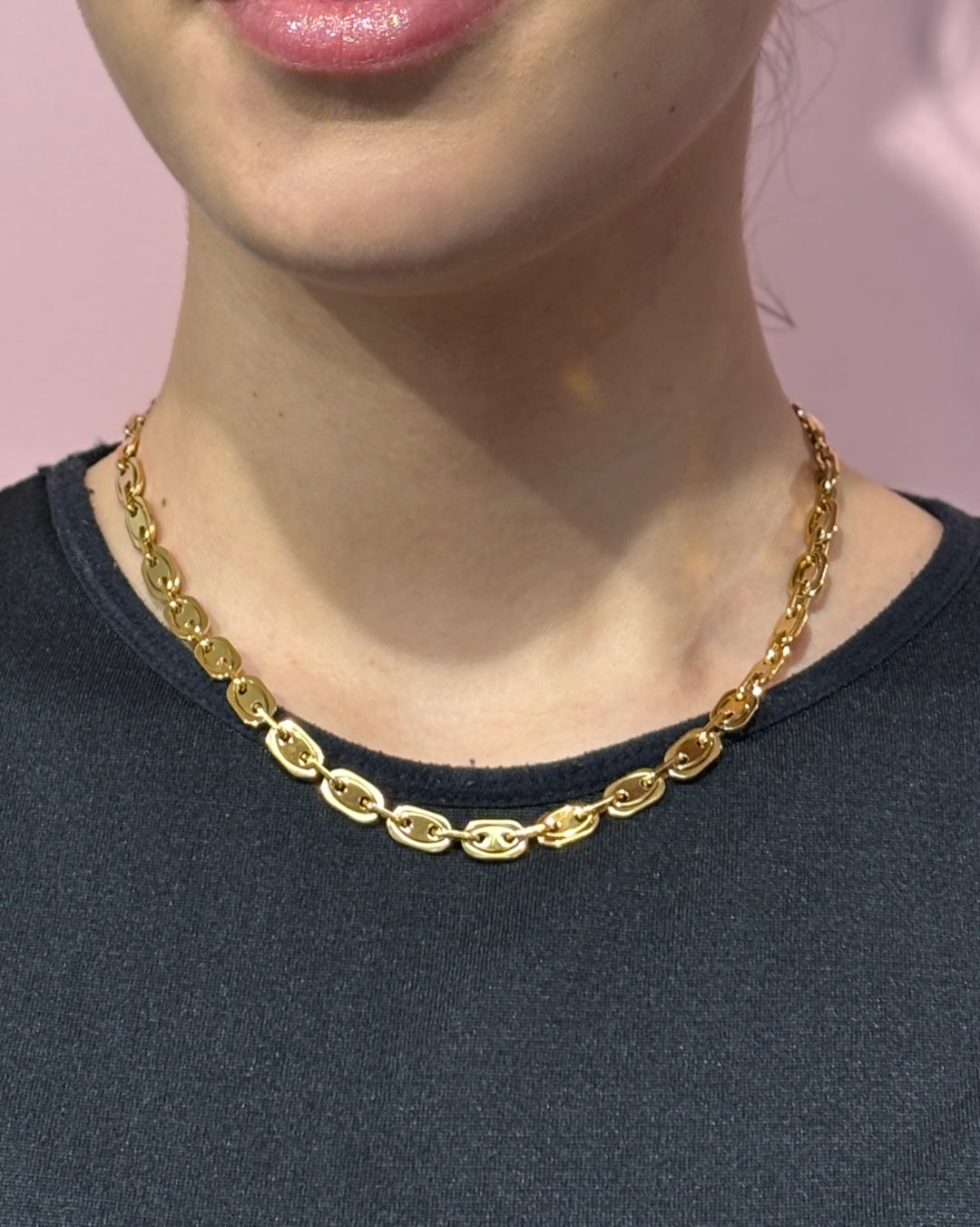 Steel Coffee Bean Link Necklace | Anartxy