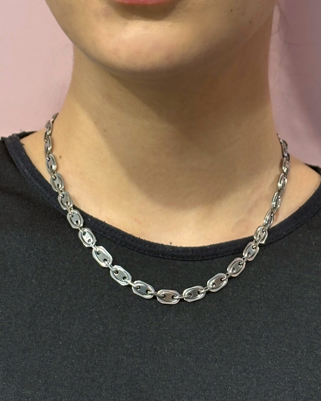 Steel Coffee Bean Link Necklace | Anartxy