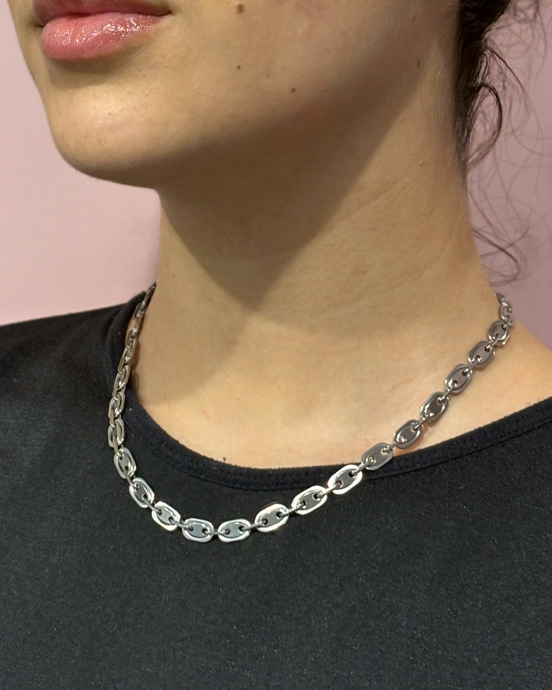 Steel Coffee Bean Link Necklace | Anartxy