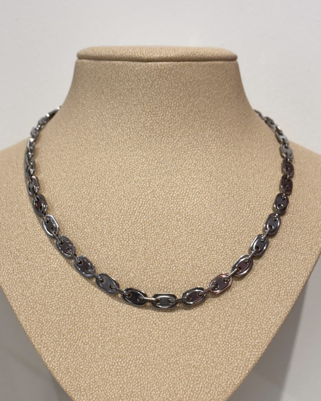 Steel Coffee Bean Link Necklace | Anartxy