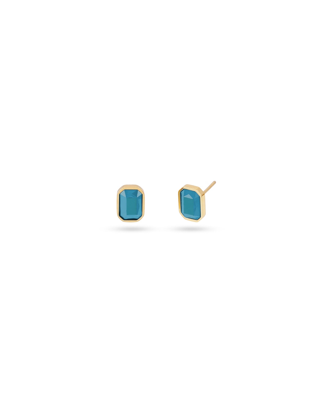 Rectangle Colour Stone Stud Earrings | Gold Colourful Studs