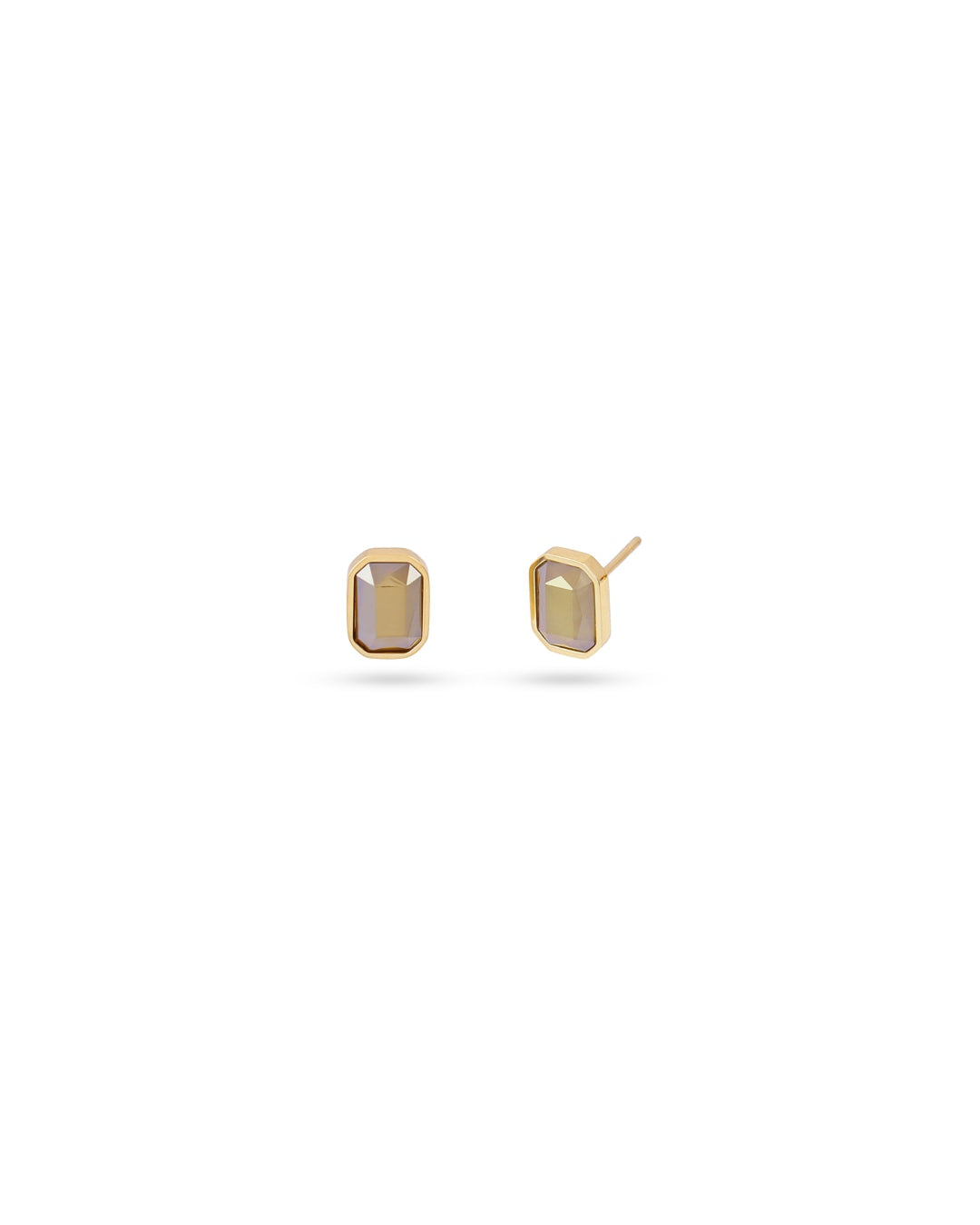Rectangle Colour Stone Stud Earrings | Gold Colourful Studs