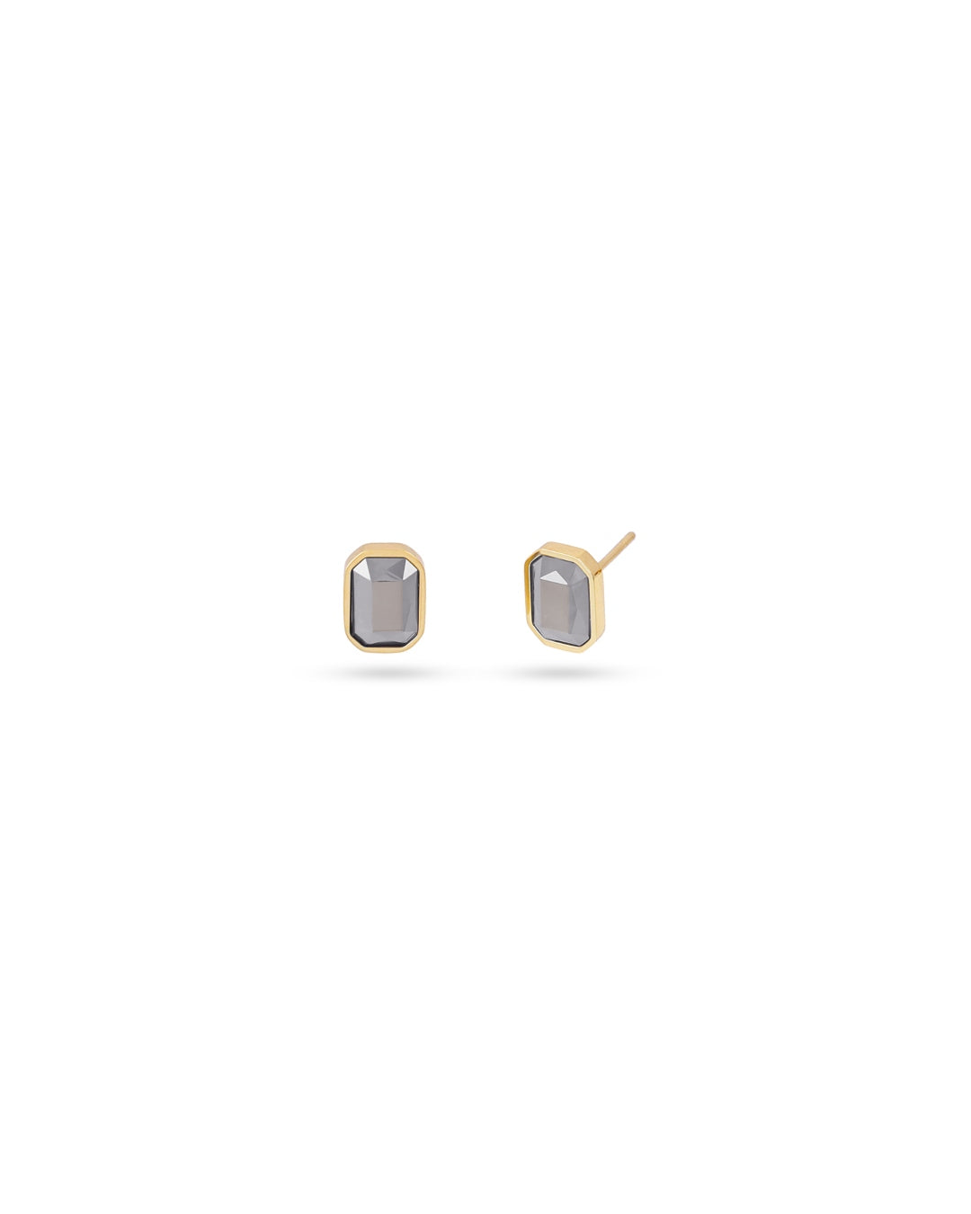 Rectangle Colour Stone Stud Earrings | Gold Colourful Studs