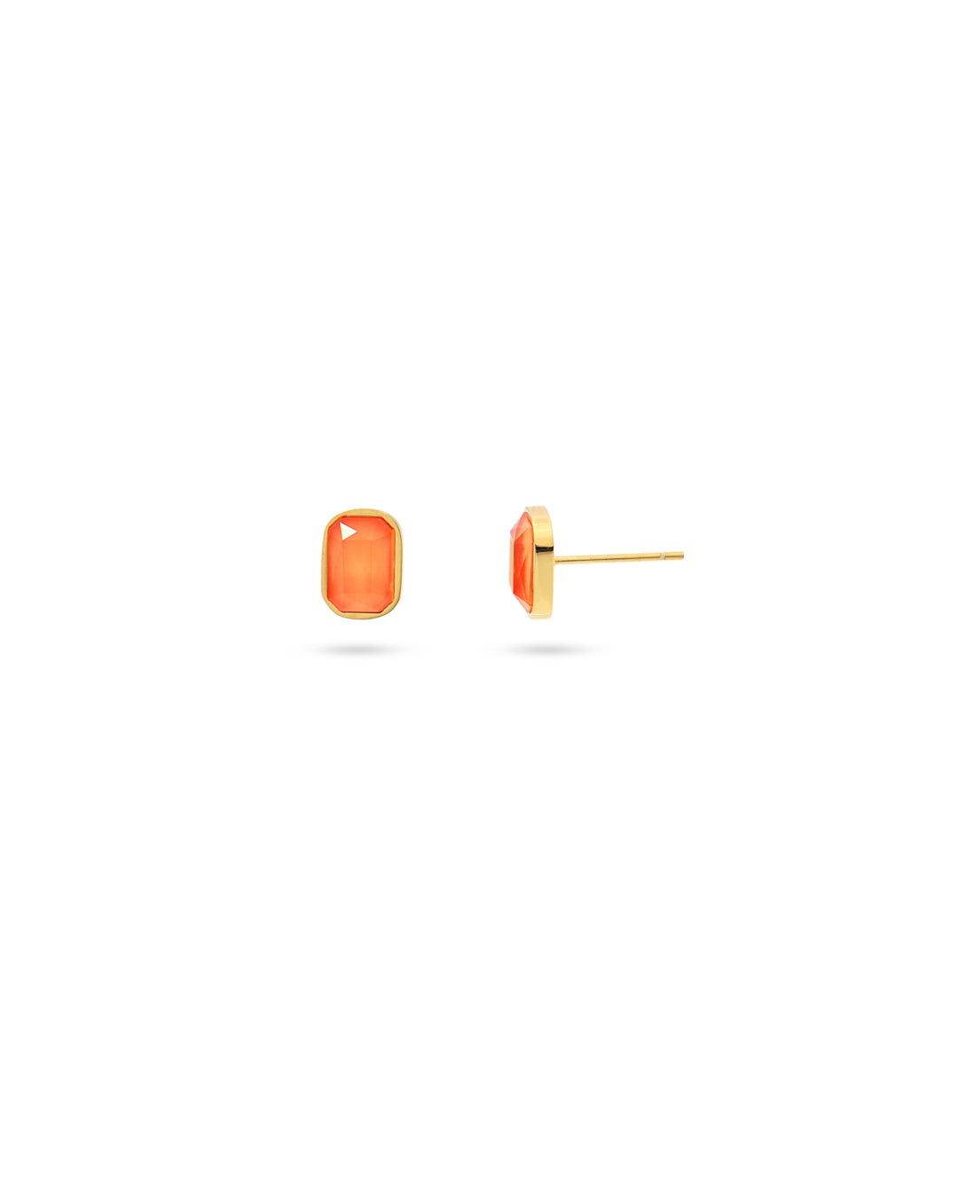 Rectangle Colour Stone Stud Earrings | Gold Colourful Studs